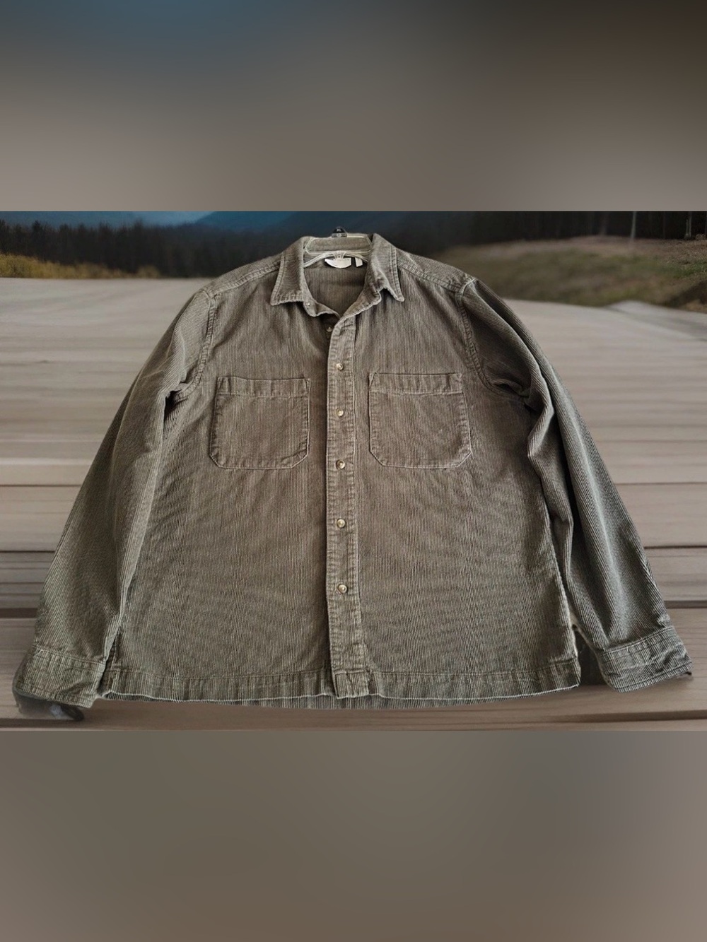 ASOS DESIGN Sage Green Corduroy Over Shirt Men's Large 100% Cotton Button Down